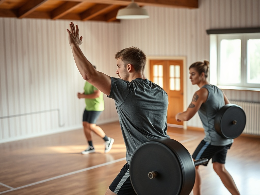 Спортивный зал в деревянном доме Спортивный зал в деревянном доме